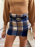 Gonna in tweed blu e beige