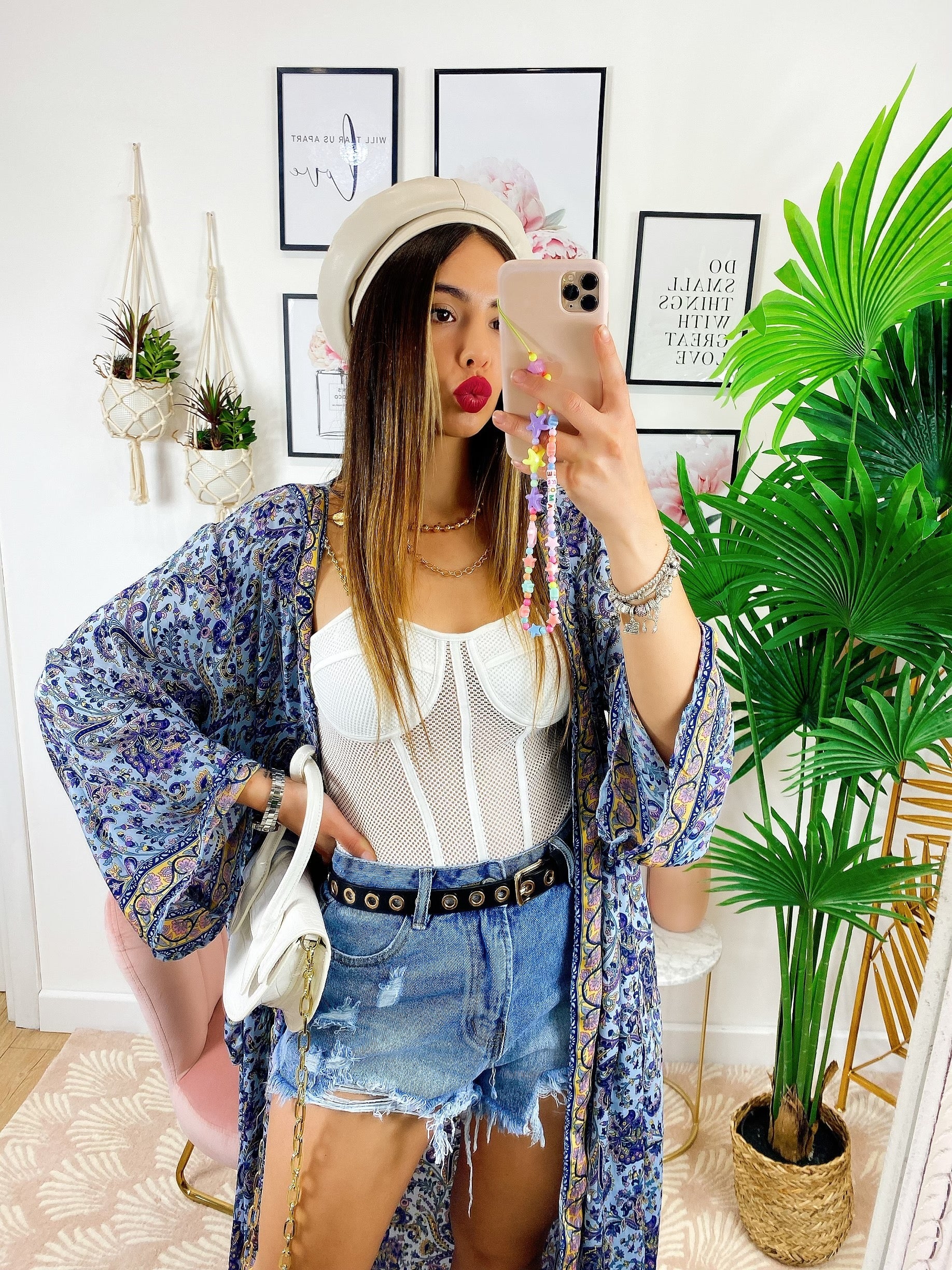Kimono etnico base lilla