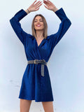 Abito glitter blu con colletto