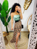 Maxi gonna con fiori corta davanti