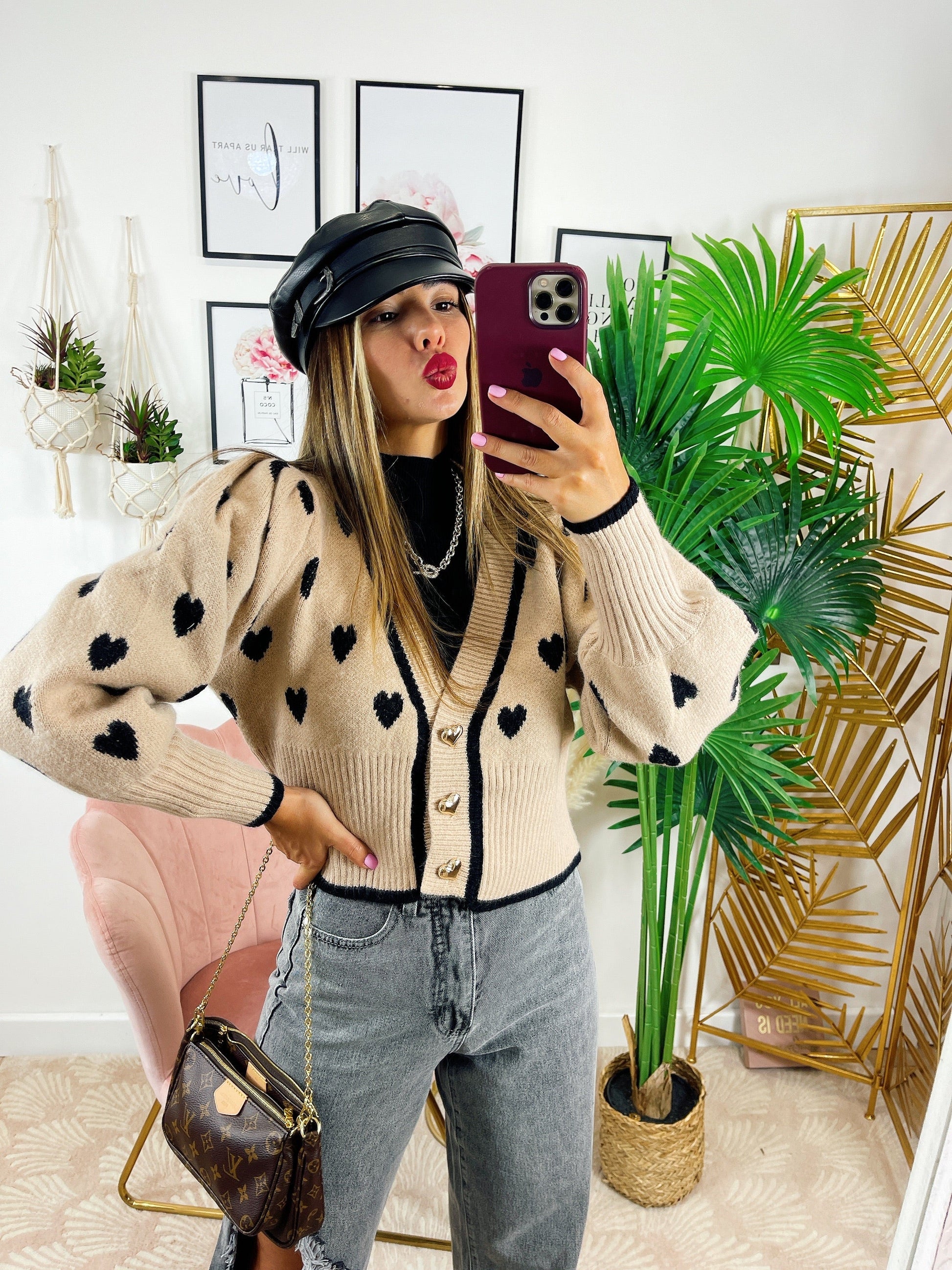 Cardigan a Cuori con bottoni