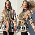Cardigan frange e cinta dettaglio verde