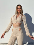 Completo top e pantalone beige