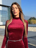 Abito schiena aperta glitter rosso