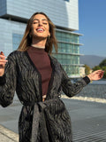 Cardigan in lurex zebrato nero