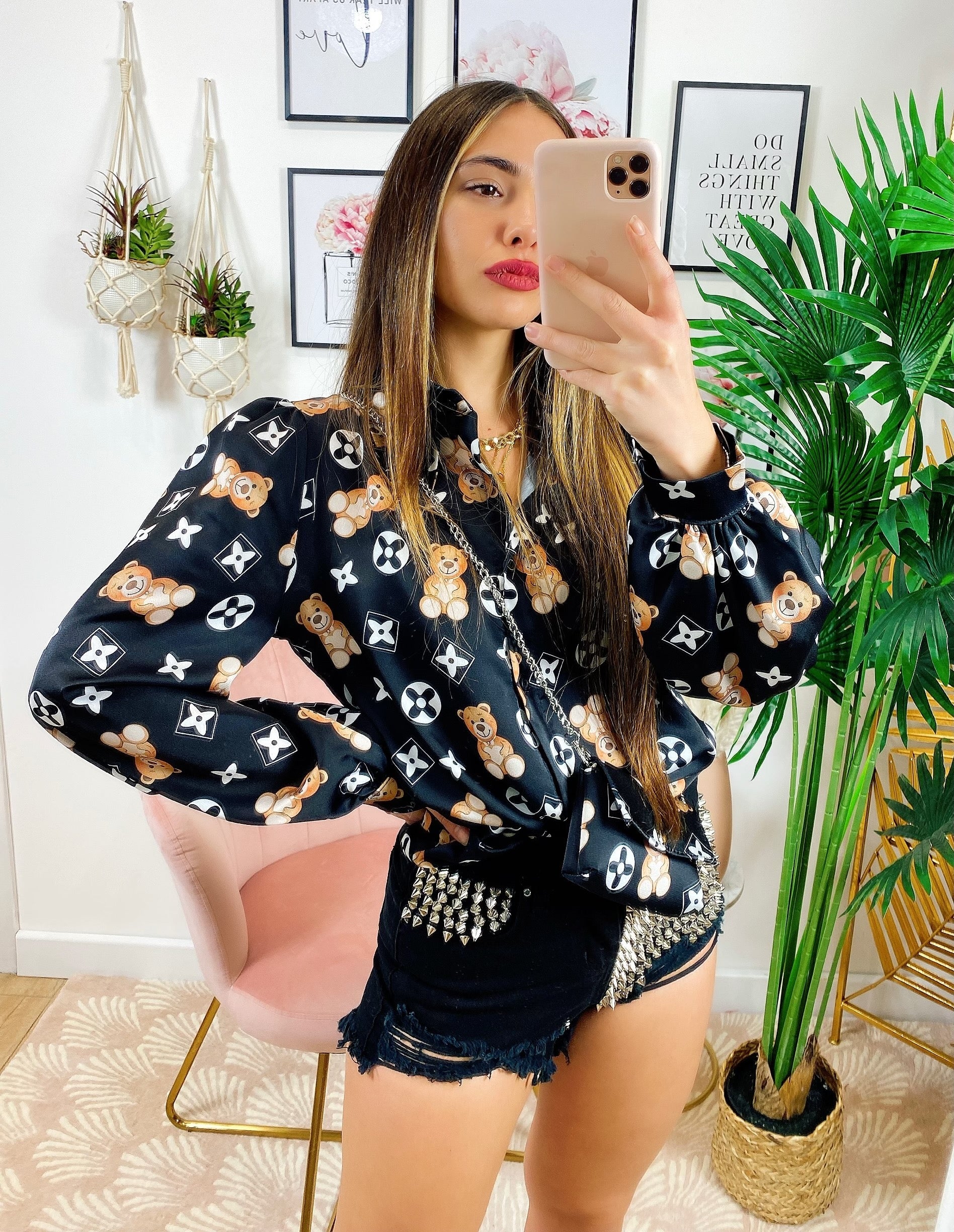 Short Nero con Borchie