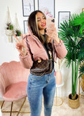 Bomber crop in ecopelle Rosa