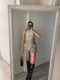 Gonna a balze a pois verde militare