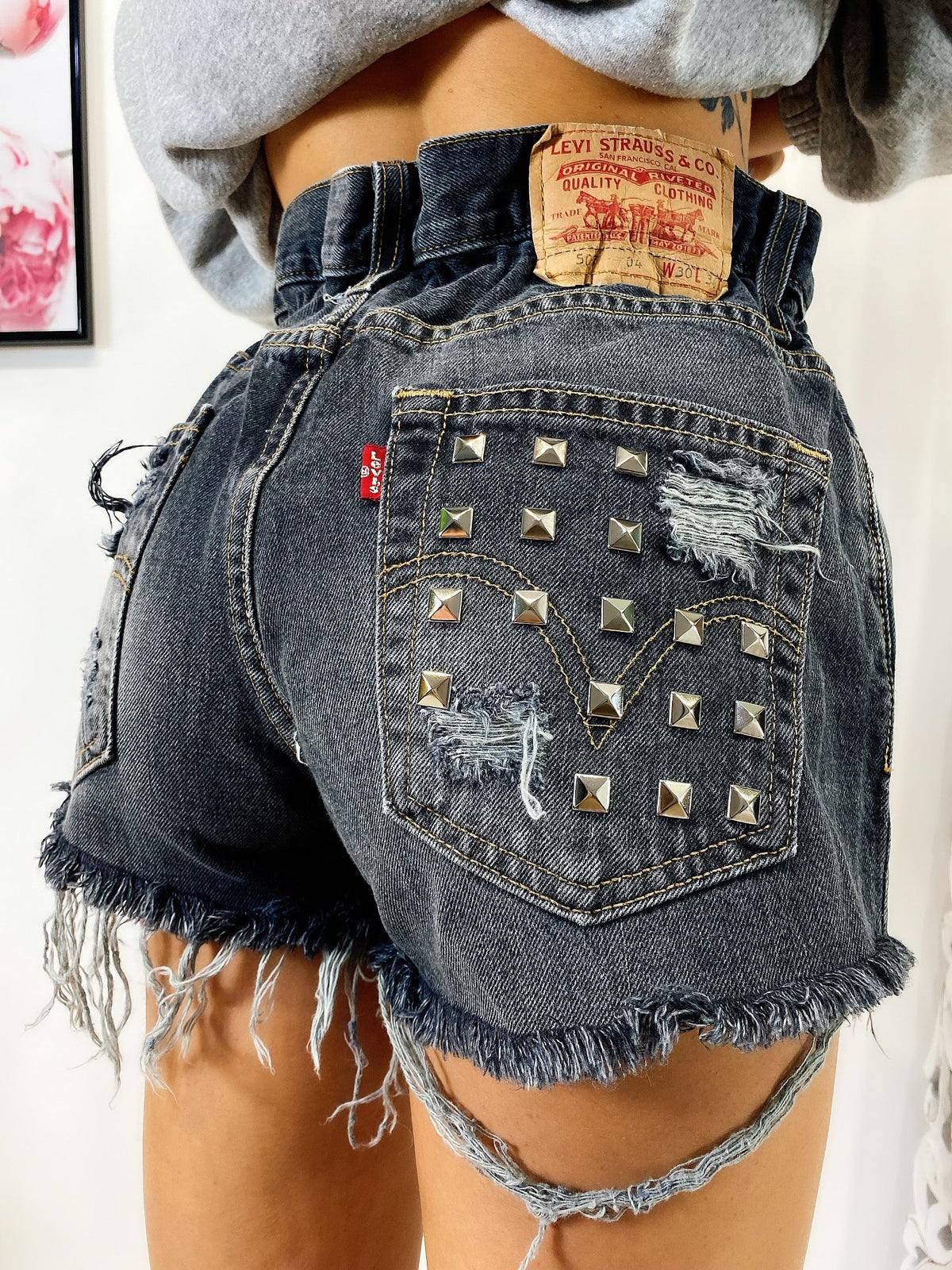 Short Levi’s Vintage con Borchie bagno grigio
