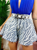 Short in jeans stampa zebrata