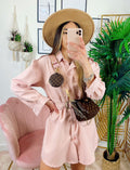 Abito a camicia con cintura Rosa