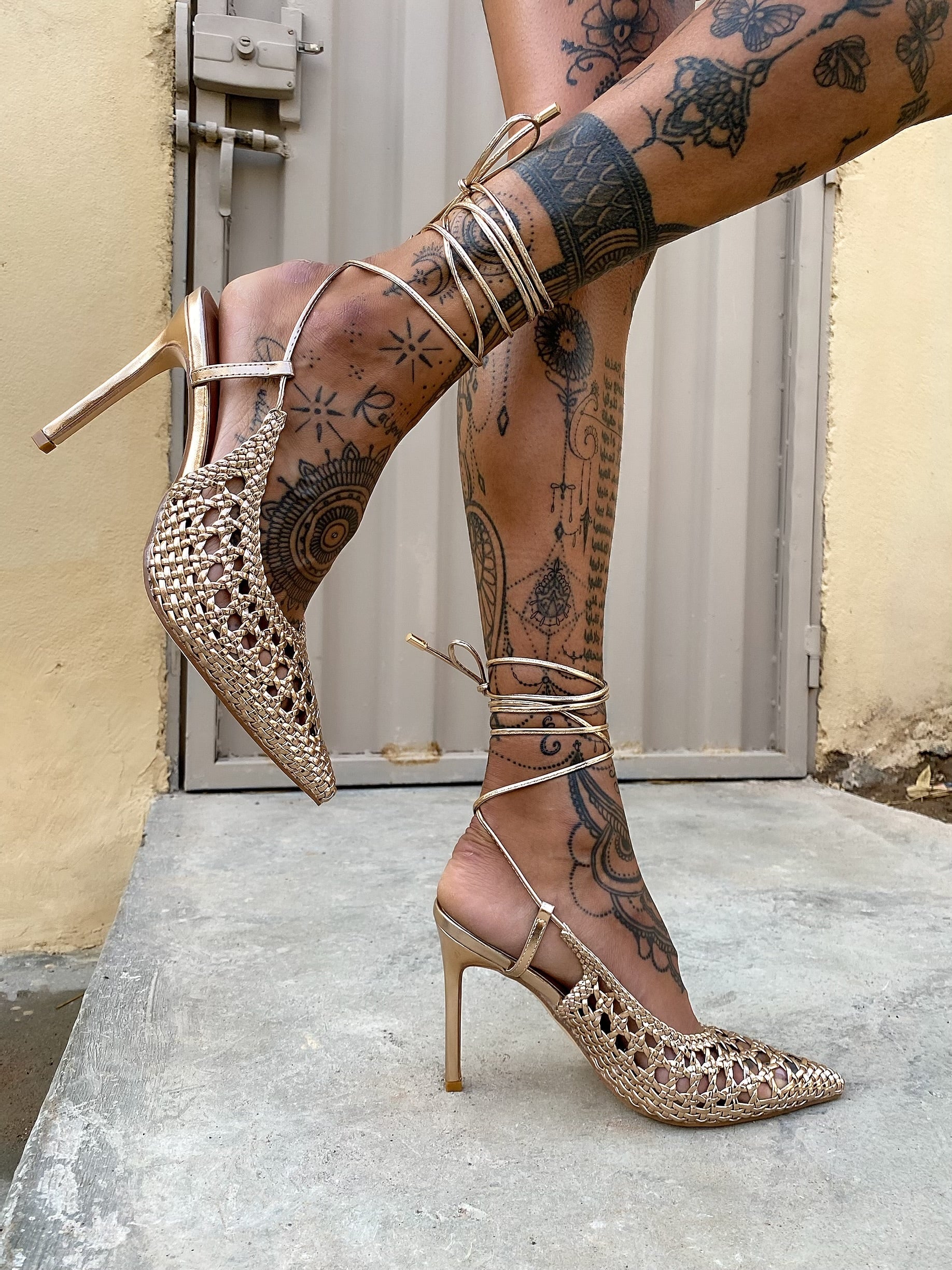 Tacchi alla schiava traforati rose gold