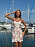 Abito bianco fiori Rossi gonna ampia