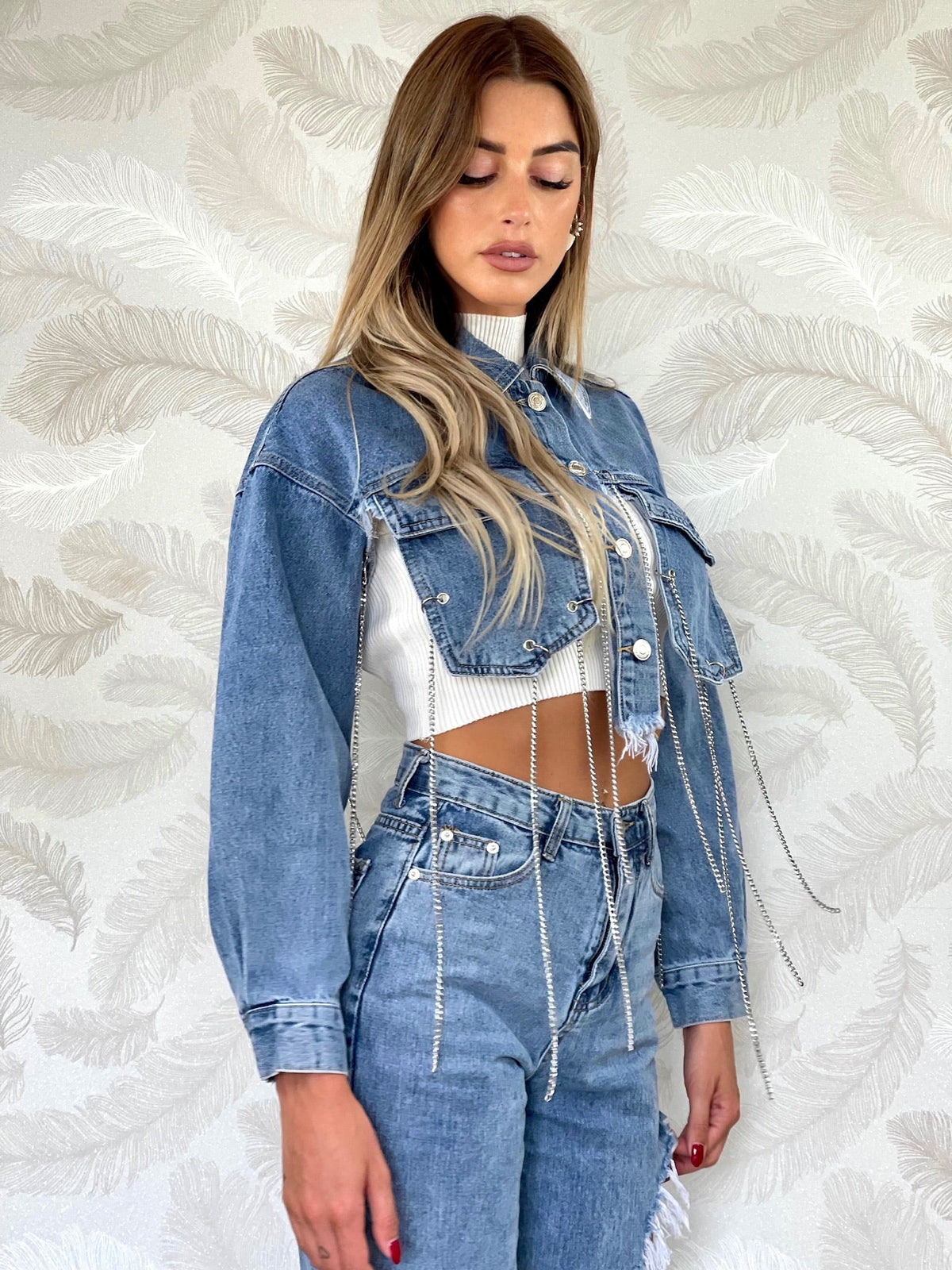 Giacca in jeans con catene