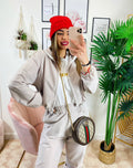 Completo sportivo con righe Beige