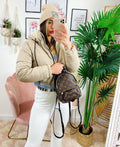 Bomber crop in ecopelle Beige