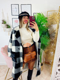 Cappotto a quadri nero