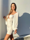 Abito sensual manica lunga bianco