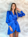 Abito in raso blu elettrico