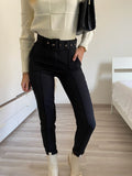 Pantalone aderente nero con cintura