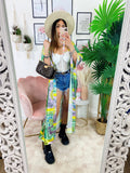 Kimono etnico verde lilla