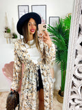 Kimono base beige floreale