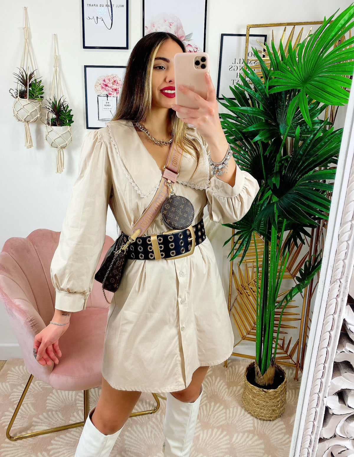 Abito a camicetta beige