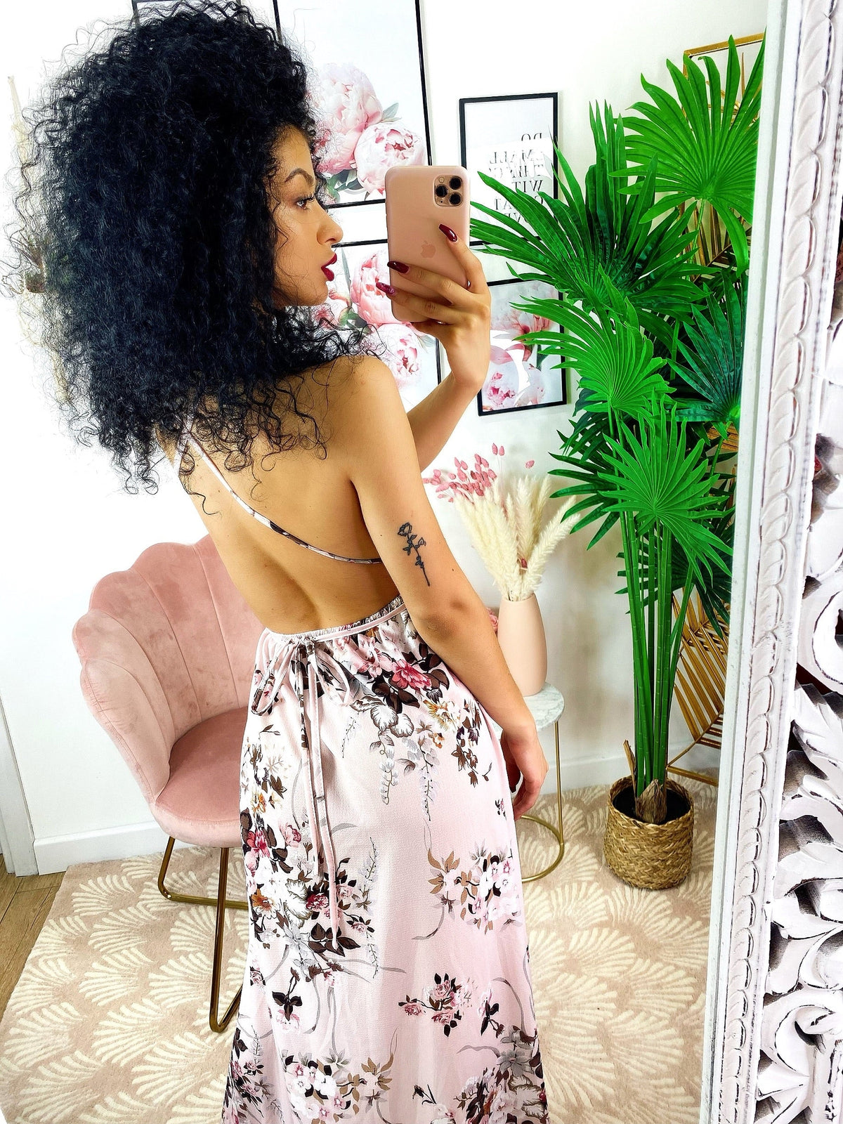 Dress Afrodite rosa con fiori