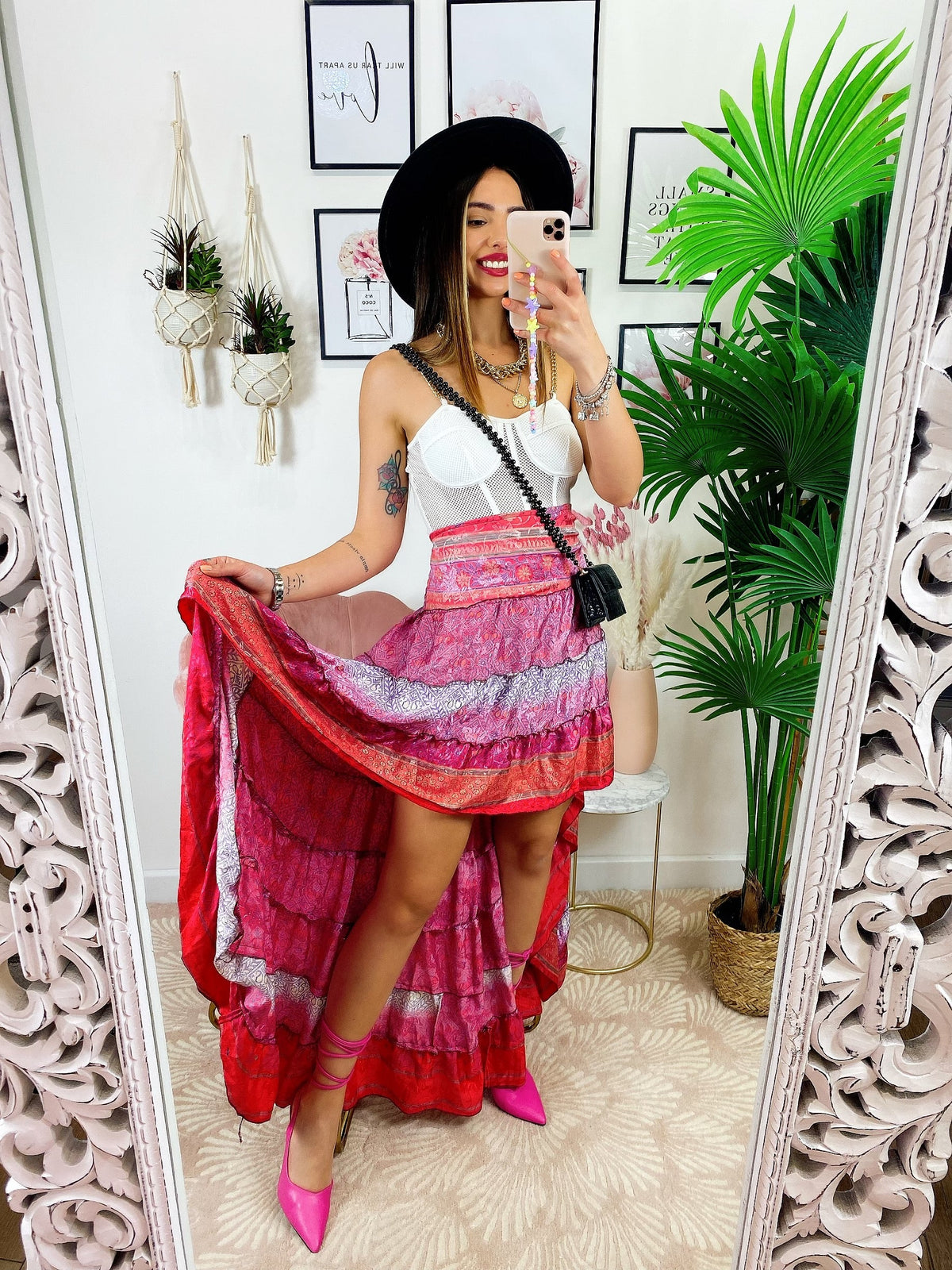 Gonna asimmetrica Fuxia corallo