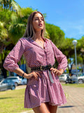 Maxi camicione a quadri bordeaux