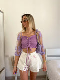 Top lilla manica velata
