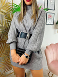 Maxi maglione top quality a trecce grigio