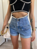 Short a vita alta con perle