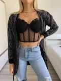 Top nero in velo e strass