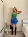 Top verde con spalline in strass