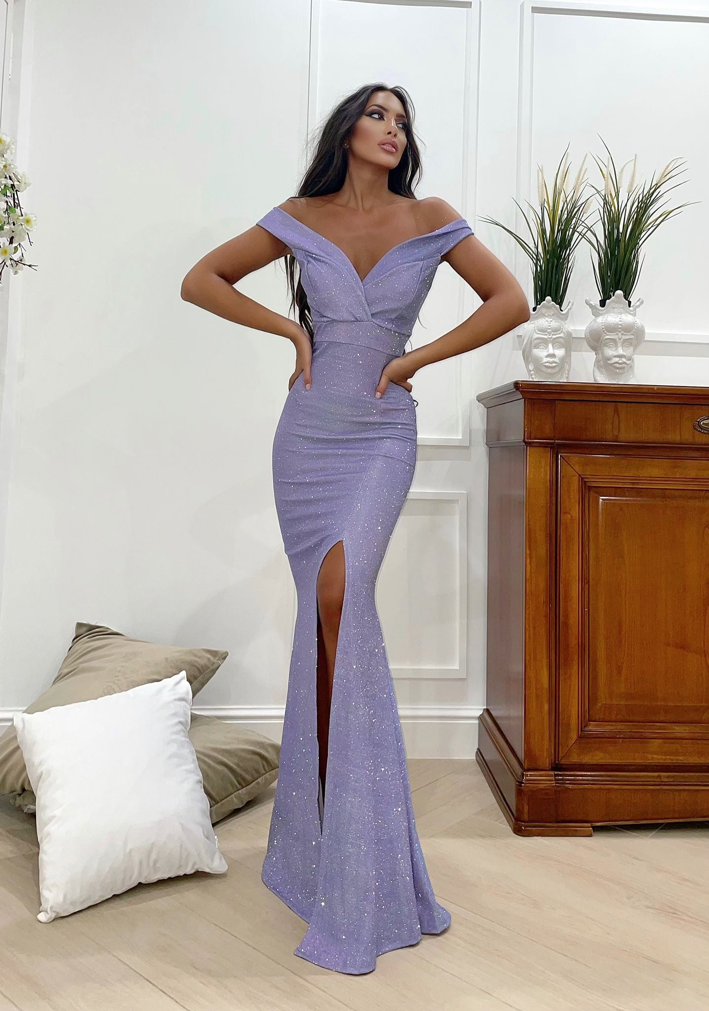 Dress Lungo con spacco per evento lilla