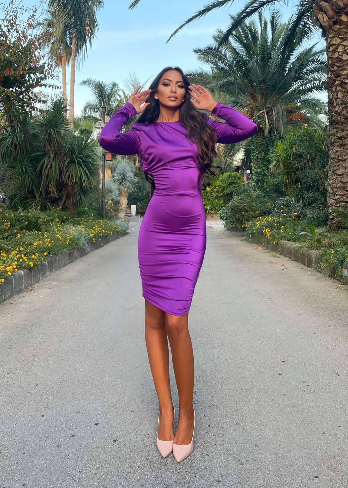 Abito purple schiena aperta