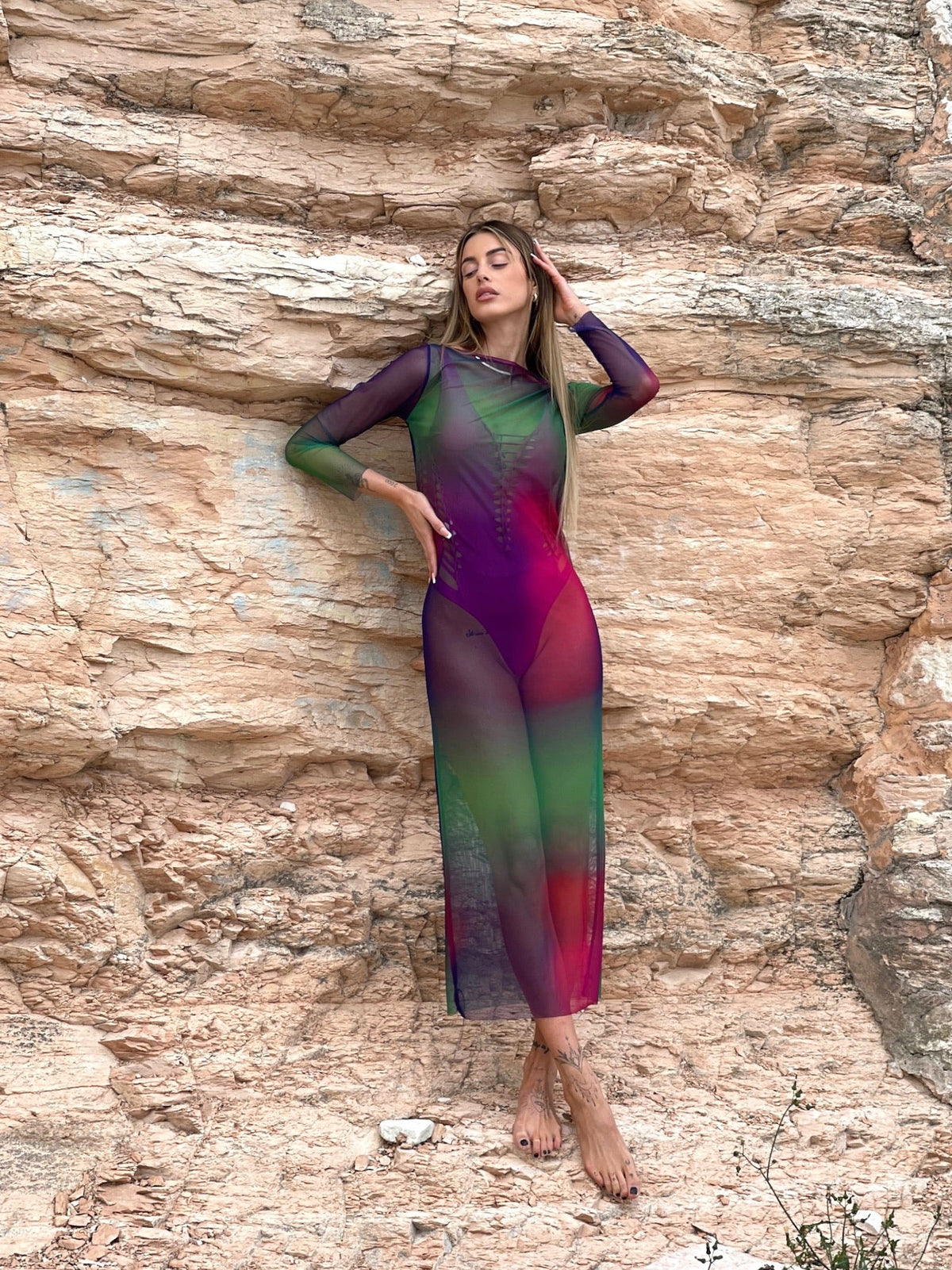 Abito in velo multicolor