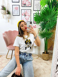 T-shirt con stampa fiocco maculata