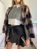 Cappotto check trama nude Fuxia
