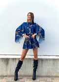 Abito etnico schiena aperta blu