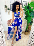 Abito Afrodite con fiori Blu elettrico