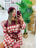 Giacca a quadri double Bordeaux