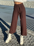 Pantalone di lana ampio marrone