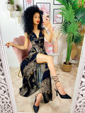 Dress Afrodite stampa etnica nero