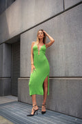 Abito in lurex midi verde