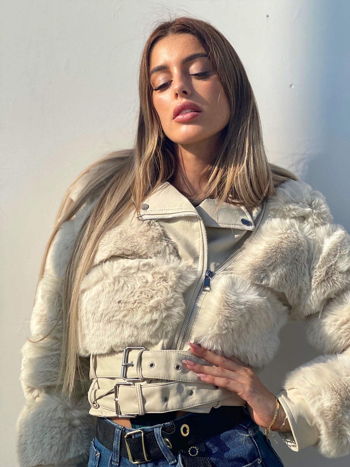 Giaccone beige con pelo morbidissimo