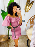 Abito aderente arricciato rosa