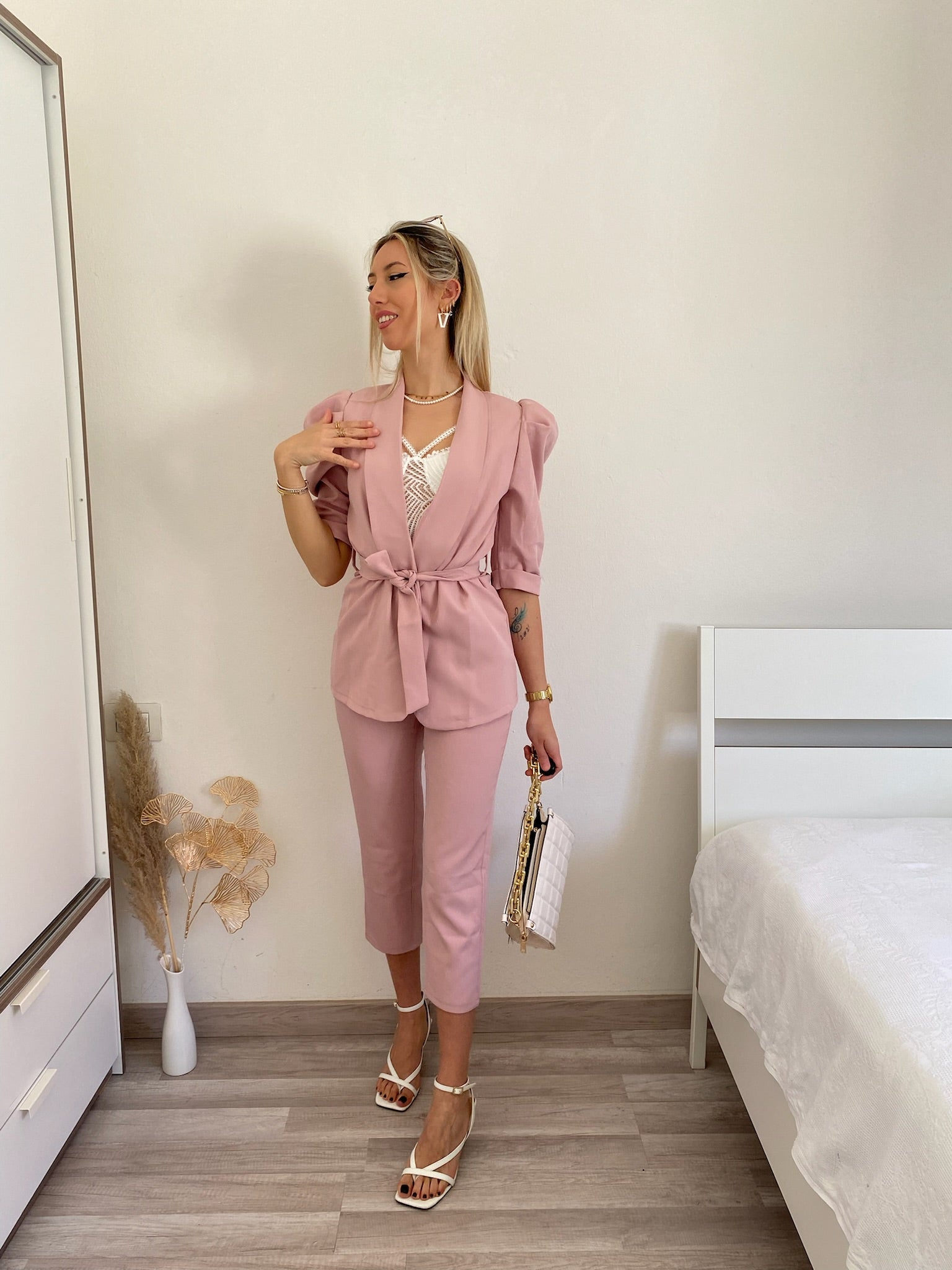 Completo giacca e pantalone cipria