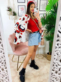 Giacca Donna Con fiori rossi